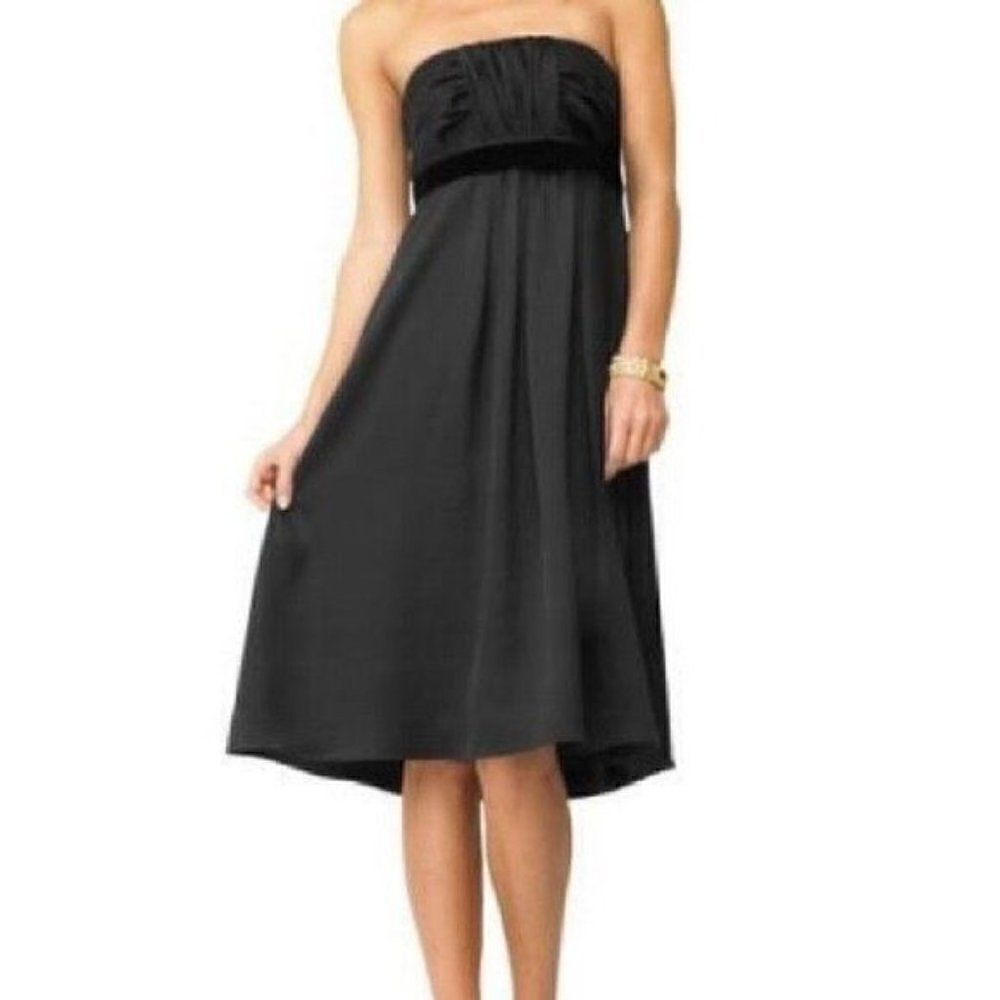 Banana Republic Black Silk Velvet Empire Waist Strapless Dress Size 0